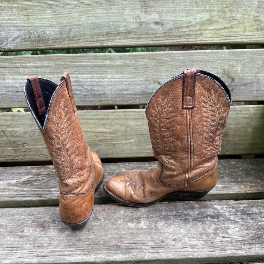 Laredo Western Cowboy Boots Style 51080 Abby Brown Leather Embroidered Size 6.5 - Picture 3 of 9